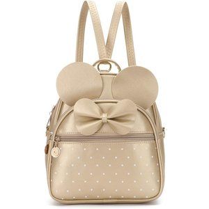 Bowknot Polka Dot Mini Backpack And Convertible Shoulder Bag Purse for Women